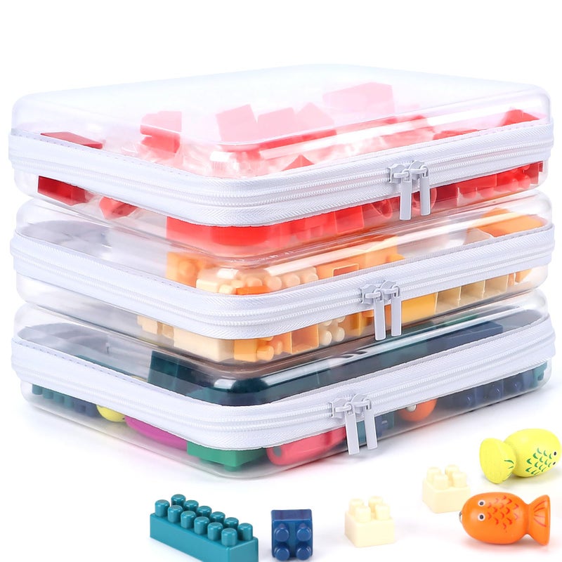 YOPCDJ 3 Pack Clear Hard Shell Zipper Case  Clear Zipper Pouches Waterproof Makeup Organizer & Toy Storage Bag  Diaper Bag Organizing Pouches  Plastic Pouch for Travel  Office  Home  Large Size - Image 1